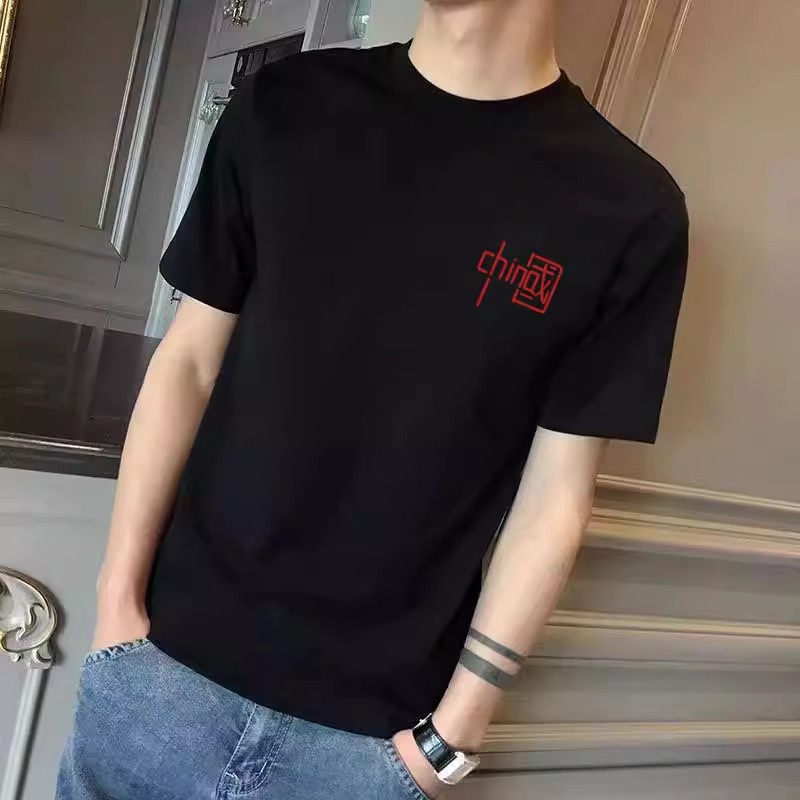 Men's T-shirt short sleeved summer loose 180g Hong Kong trend brand versatile trendy men's half sleeved clothes geometric pattern Men's T-shirt short sleeved summer loose 180g Hong Kong trend brand versatile trendy men's half sleeved clothes geometric pattern