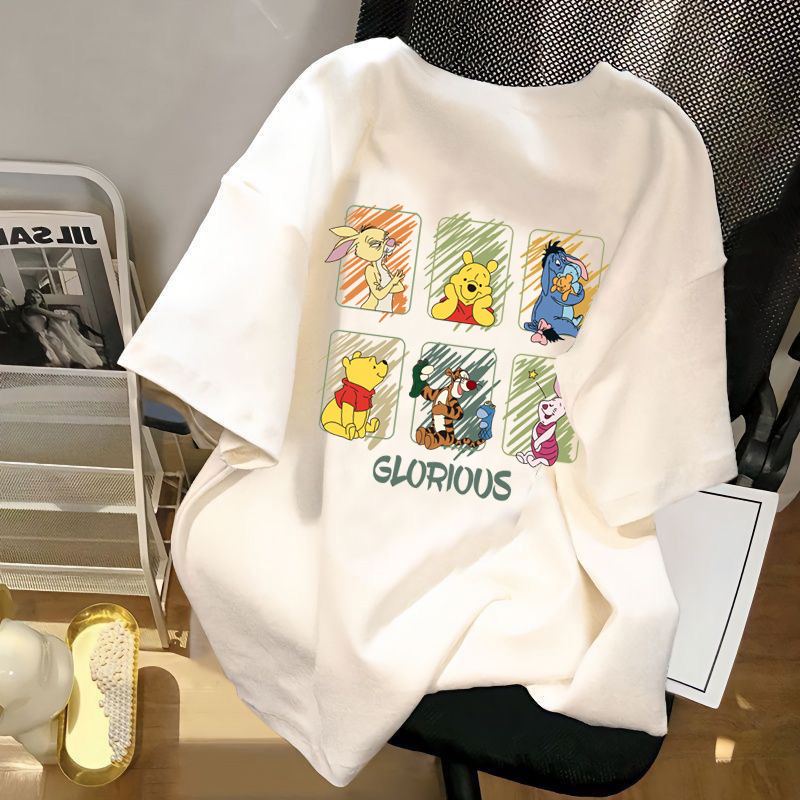 Little Fresh Strawberry Bear White Summer Short sleeved T-shirt for Men and Women Loose Korean Versatile Youth Retro Top Couple Little Fresh Strawberry Bear White Summer Short sleeved T-shirt for Men and Women Loose Korean Versatile Youth Retro Top Couple