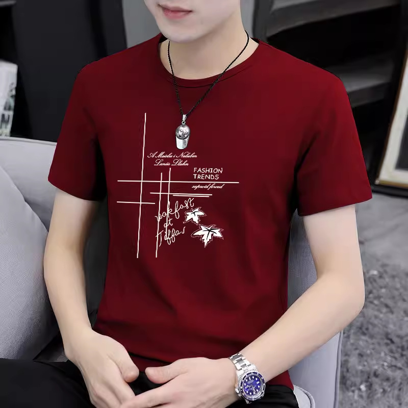 Handsome men's short sleeved T-shirt ice silk short sleeved men's T-shirt summer round neck base shirt casual versatile short T-shirt men Handsome men's short sleeved T-shirt ice silk short sleeved men's T-shirt summer round neck base shirt casual versatile short T-shirt men