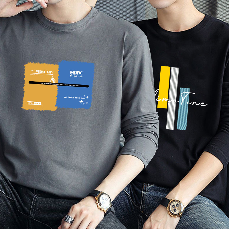 Factory direct sales of spring and autumn men's long sleeved t-shirts, loose base shirts, T-shirts, men's upper clothing, men's long sleeved fashion