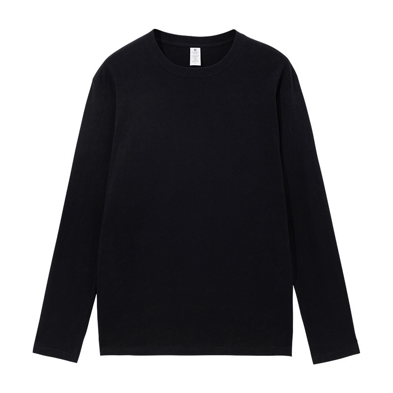 180g autumn Xinjiang combed polyester heavyweight round neck solid color long sleeved men's T-shirt loose base T-shirt men's clothing 180g autumn Xinjiang combed polyester heavyweight round neck solid color long sleeved men's T-shirt loose base T-shirt men's clothing