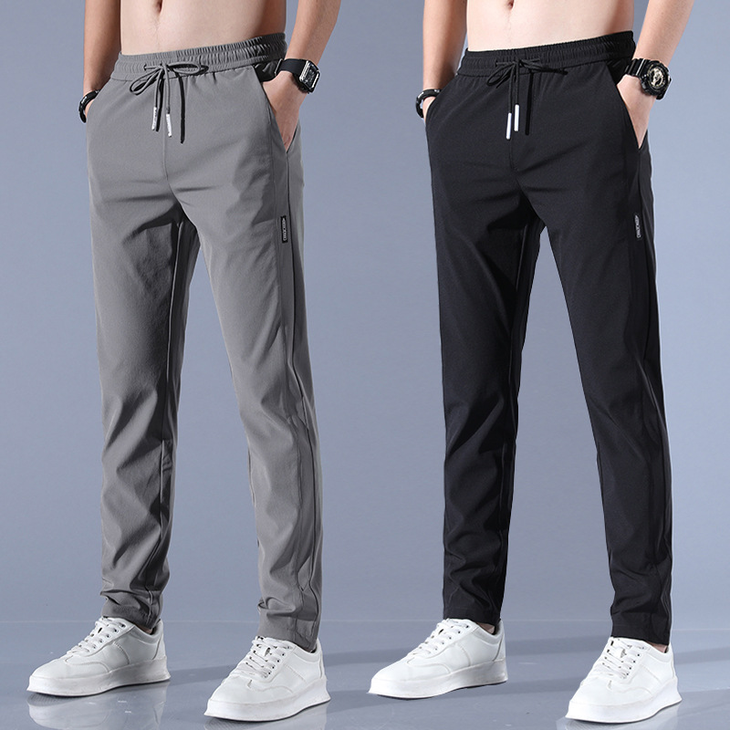Cross border clothing, casual ice silk pants, men's Korean version, plus size, fashion trend, foreign trade source, spot wholesale, straight leg pants