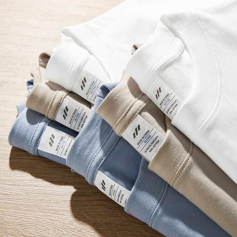 180g autumn Xinjiang combed polyester heavyweight round neck solid color long sleeved men's T-shirt loose base T-shirt men's clothing 180g autumn Xinjiang combed polyester heavyweight round neck solid color long sleeved men's T-shirt loose base T-shirt men's clothing