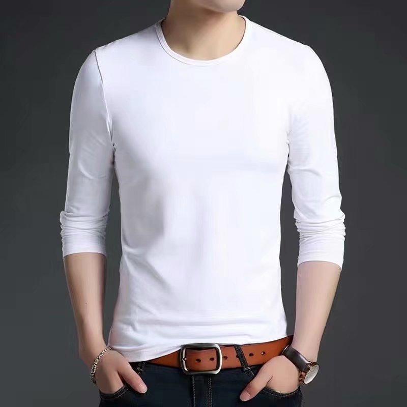 Spring and Autumn Men's Long Sleeve T-shirt Base Shirt Korean Edition Trendy Youth Versatile Slim Fit Round Neck Cross border Autumn Shirt Spring and Autumn Men's Long Sleeve T-shirt Base Shirt Korean Edition Trendy Youth Versatile Slim Fit Round Neck Cross border Autumn Shirt