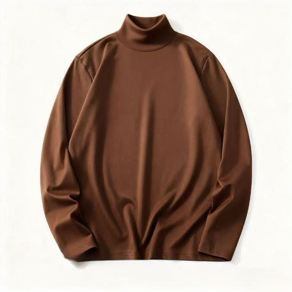 High quality German velvet semi high neck long sleeved T-shirt for men in autumn and winter, with solid color short sleeved top underneath, men's clothing for men High quality German velvet semi high neck long sleeved T-shirt for men in autumn and winter, with solid color short sleeved top underneath, men's clothing for men