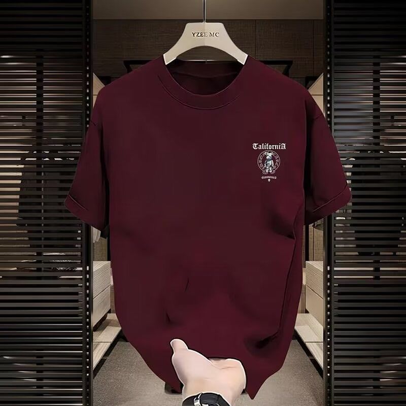 Cross border foreign trade high-quality men's short sleeved T-shirt summer trend casual round neck printed base shirt versatile top Cross border foreign trade high-quality men's short sleeved T-shirt summer trend casual round neck printed base shirt versatile top