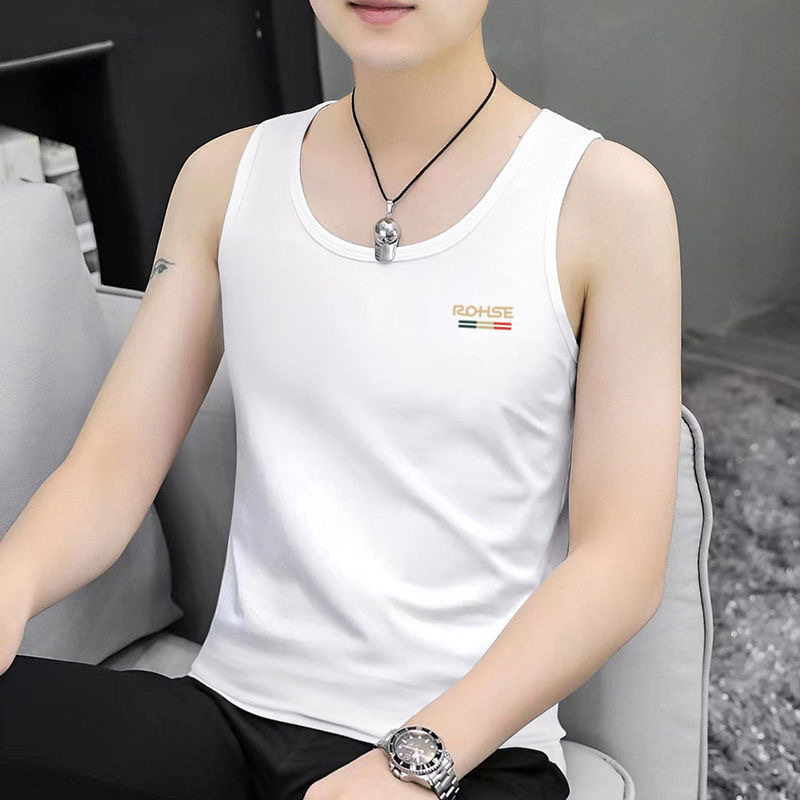 Men's Tank Top New Fashionable Hoodie Slim Round Neck Slim Fit Tank Top Sports Sweatshirt Trendy Versatile Tank Top Men