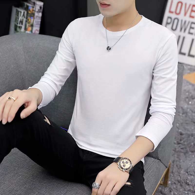 Spring and Autumn Men's Long Sleeve T-shirt Base Shirt Korean Edition Trendy Youth Versatile Slim Fit Round Neck Cross border Autumn Shirt Spring and Autumn Men's Long Sleeve T-shirt Base Shirt Korean Edition Trendy Youth Versatile Slim Fit Round Neck Cross border Autumn Shirt