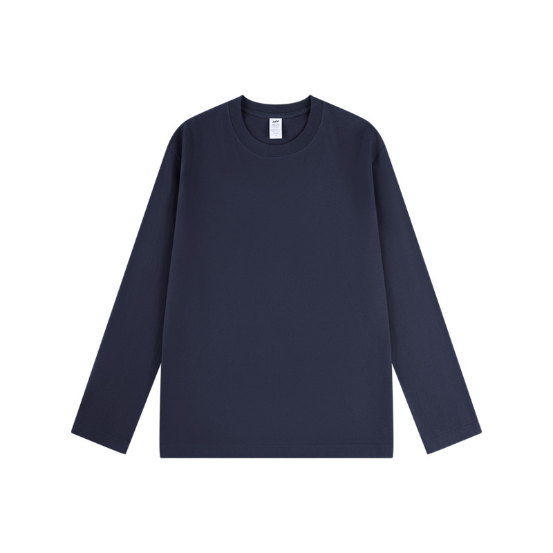 180g autumn Xinjiang combed polyester heavyweight round neck solid color long sleeved men's T-shirt loose base T-shirt men's clothing 180g autumn Xinjiang combed polyester heavyweight round neck solid color long sleeved men's T-shirt loose base T-shirt men's clothing