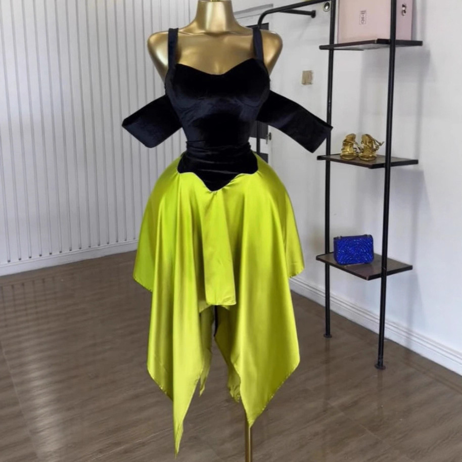 Spot 2025 European and American Cross border Women's Clothing Autumn Style Waist Strap Irregular Splicing Dress Strap Dress Spot 2025 European and American Cross border Women's Clothing Autumn Style Waist Strap Irregular Splicing Dress Strap Dress