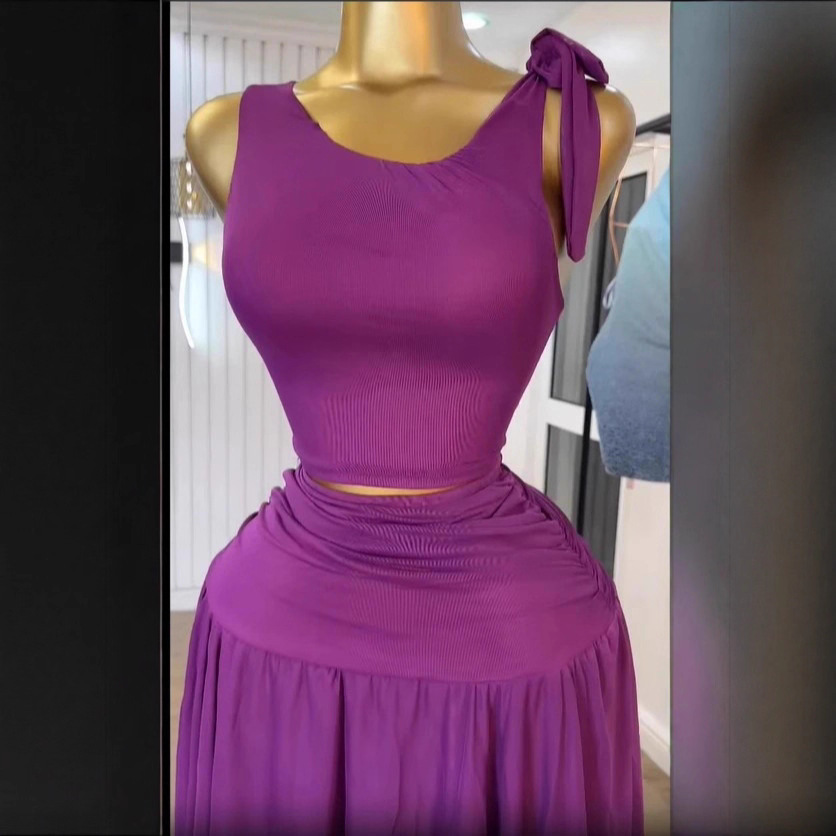 Spot European and American cross-border women's clothing 2025 summer temperament tank top, high waist irregular skirt set Spot European and American cross-border women's clothing 2025 summer temperament tank top, high waist irregular skirt set