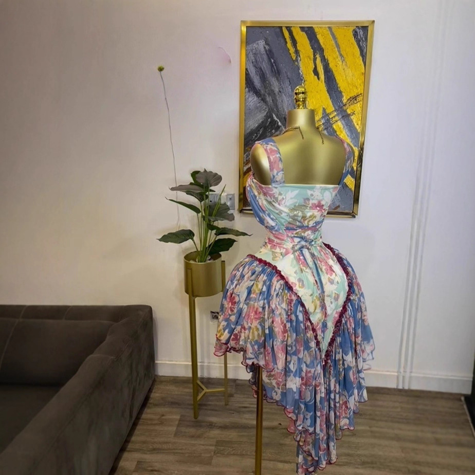 Spot 2025 autumn women's cross-border European and American suspender printed sleeveless pleated waist slimming dress Spot 2025 autumn women's cross-border European and American suspender printed sleeveless pleated waist slimming dress