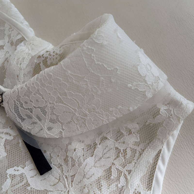 Sleeveless dress temperament bow black and white four piece set lace inner top party fluffy skirt for women 69288 Sleeveless dress temperament bow black and white four piece set lace inner top party fluffy skirt for women 69288