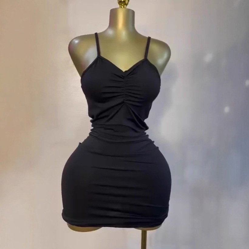 In stock 2025 autumn new cross-border European and American 2-piece set dress long sleeved pleated sexy long skirt with interior In stock 2025 autumn new cross-border European and American 2-piece set dress long sleeved pleated sexy long skirt with interior