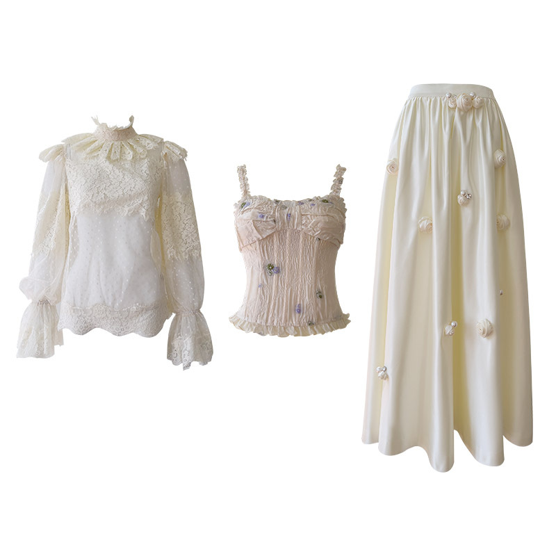 2025 summer new lace top small shirt paired with umbrella skirt mid length skirt 71036+71268+51347 2025 summer new lace top small shirt paired with umbrella skirt mid length skirt 71036+71268+51347