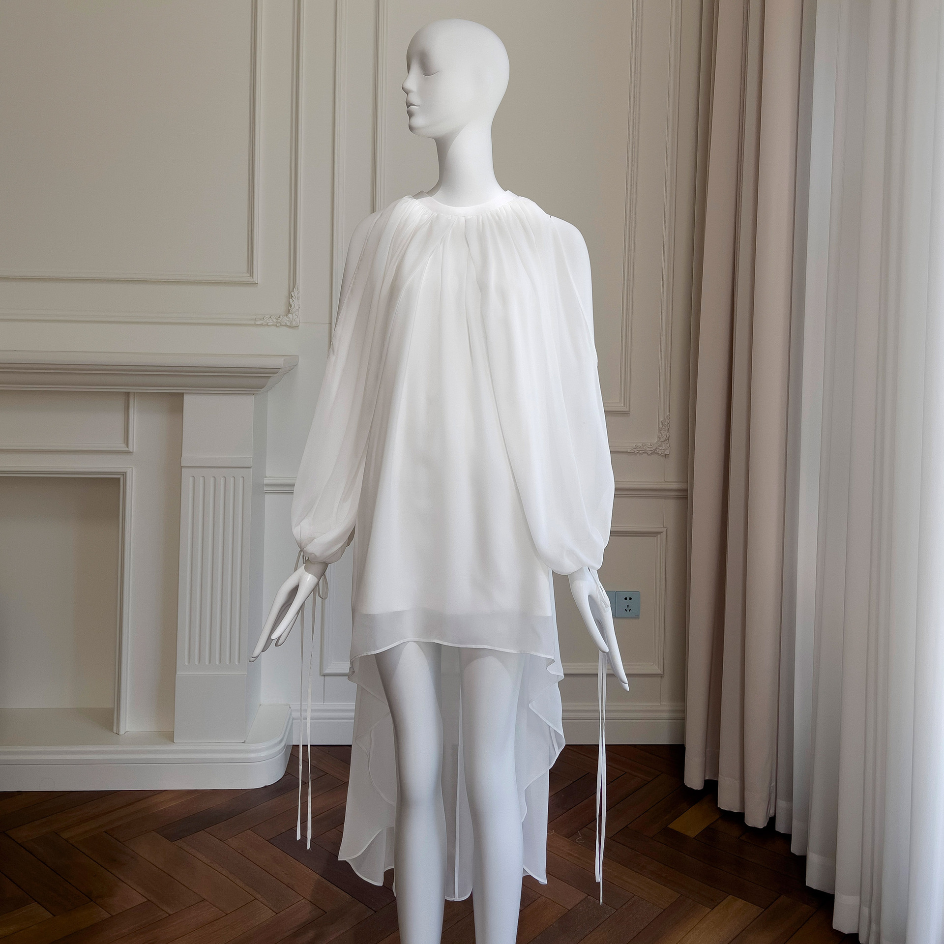 Spring and summer new French style princess white dress, fairy like slimming and elegant mid length skirt 69112 Spring and summer new French style princess white dress, fairy like slimming and elegant mid length skirt 69112