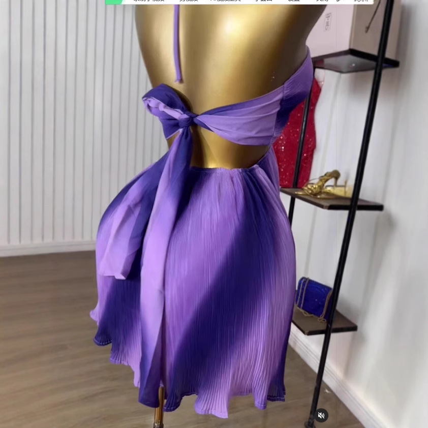 In stock 2025 summer new European and American cross-border women's clothing sweet and fresh camisole strapless lace up pleated dress In stock 2025 summer new European and American cross-border women's clothing sweet and fresh camisole strapless lace up pleated dress