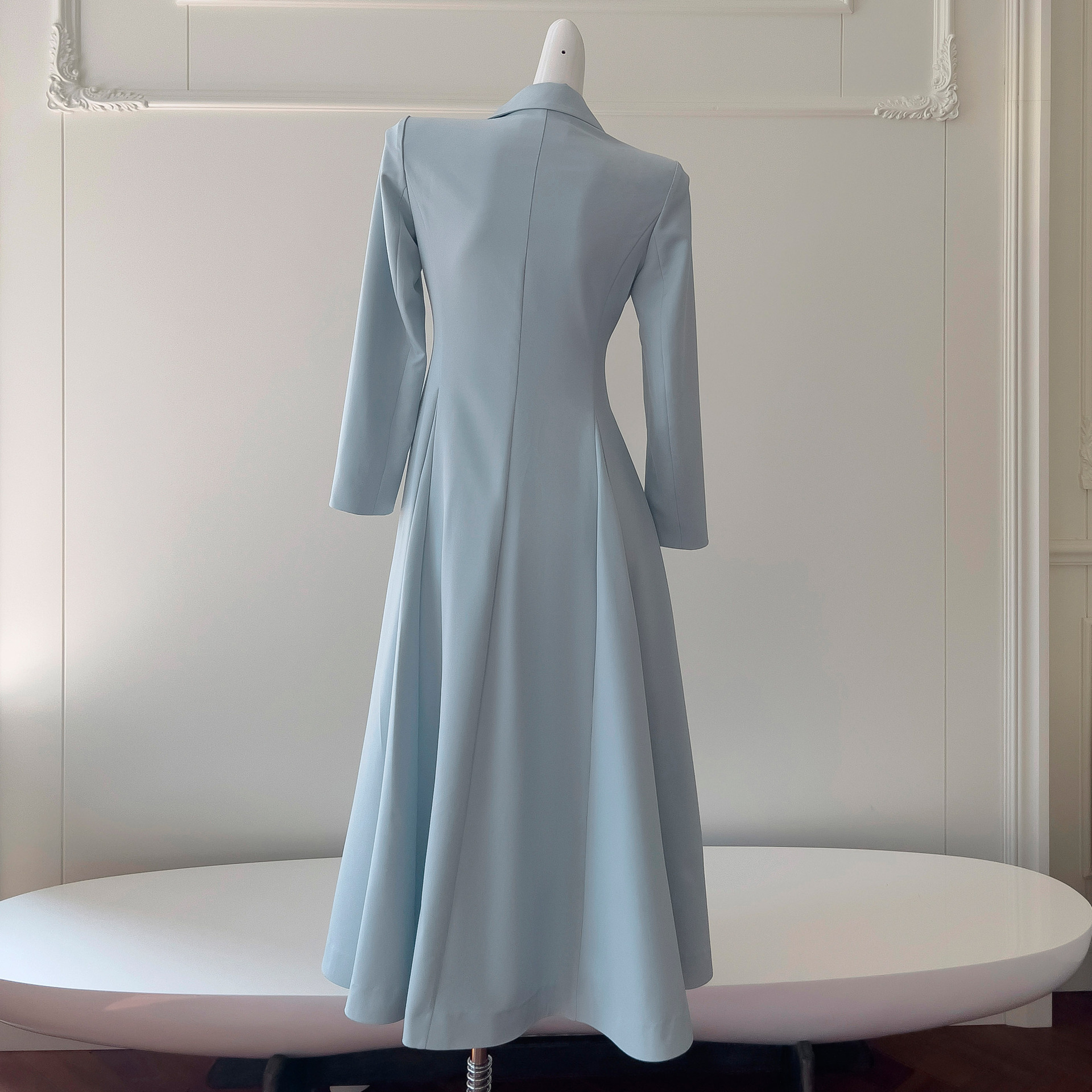 2024 Autumn/Winter New Product Water Blue Temperament Long Style Suit Dress Daily Dress Female 68830 2024 Autumn/Winter New Product Water Blue Temperament Long Style Suit Dress Daily Dress Female 68830