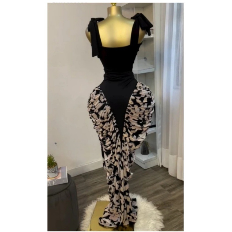 Spot cross-border European and American women's clothing 2025 summer fashion sexy sleeveless printed pleated patchwork dress long skirt Spot cross-border European and American women's clothing 2025 summer fashion sexy sleeveless printed pleated patchwork dress long skirt