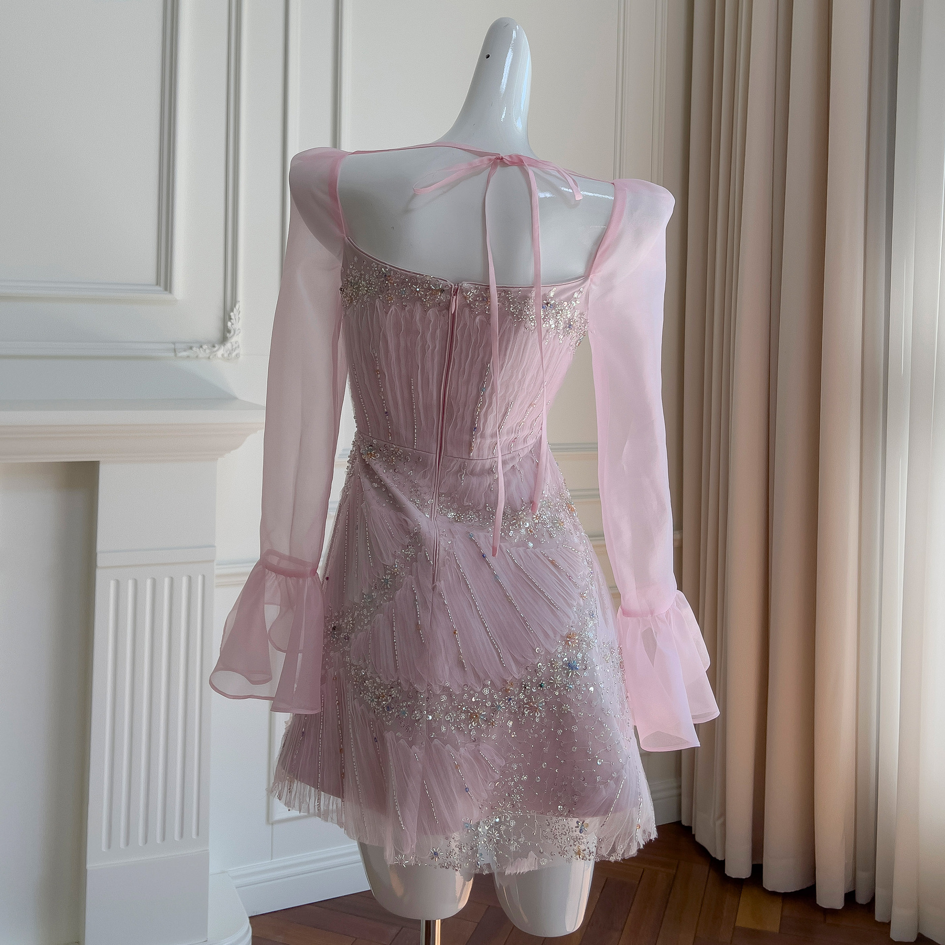 Spring light purple gentle wind heavy industry ribbon embroidery sweet dressing formal dress party dress female 69311 Spring light purple gentle wind heavy industry ribbon embroidery sweet dressing formal dress party dress female 69311