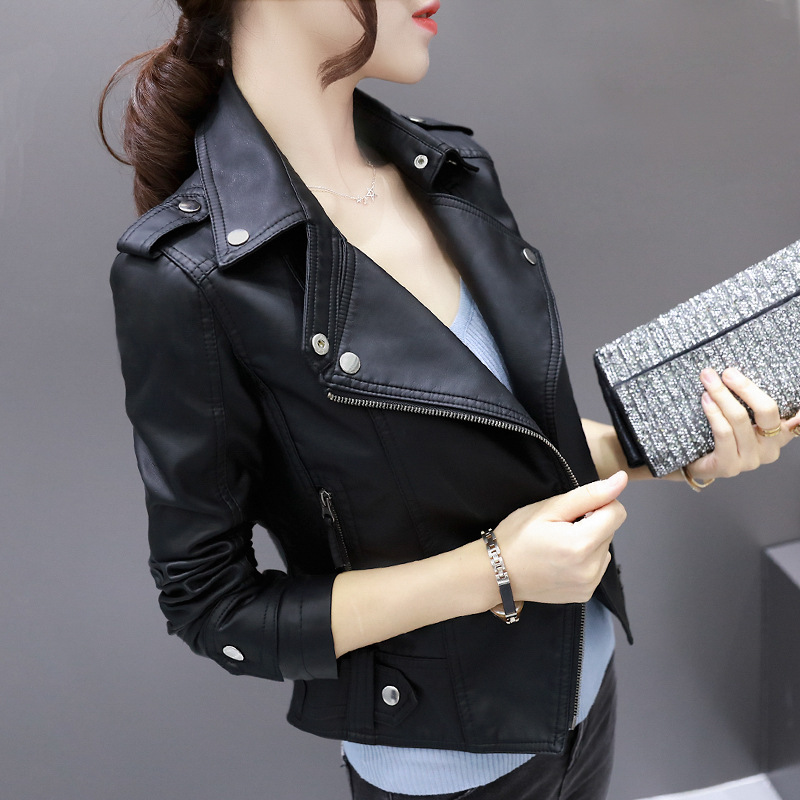 2025 Spring and Autumn New PU Leather Jacket Women's Small Coat Short Motorcycle Black Casual Women's Slim Fit High Waist Leather Jacket 2025 Spring and Autumn New PU Leather Jacket Women's Small Coat Short Motorcycle Black Casual Women's Slim Fit High Waist Leather Jacket