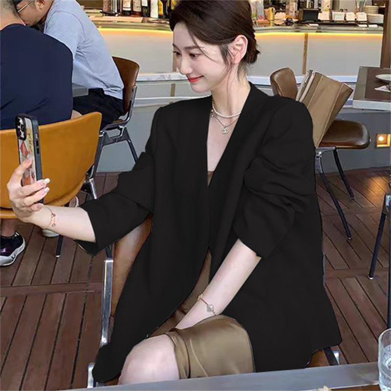 2025 Spring and Autumn New Women's Small Suit Coat, Women's Long Sleeve, Small and Casual, Off white Suit, Korean Version Top 2025 Spring and Autumn New Women's Small Suit Coat, Women's Long Sleeve, Small and Casual, Off white Suit, Korean Version Top