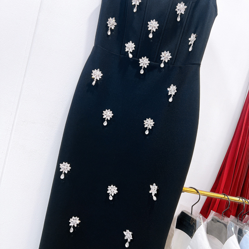 Thirteen Rows European and American Heavy Industries Nail Bead Diamond Elastic Bandage Tank Top Long Dress Long Dress Long Skirt A3 # 5536 Thirteen Rows European and American Heavy Industries Nail Bead Diamond Elastic Bandage Tank Top Long Dress Long Dress Long Skirt A3 # 5536