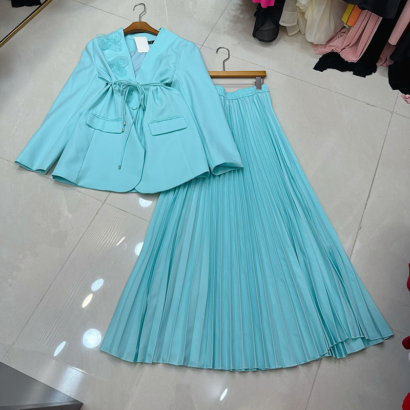 Thirteen line Australian high-end fashion suit temperament socialite suit+pleated skirt skirt two-piece set A2 # 1003 Thirteen line Australian high-end fashion suit temperament socialite suit+pleated skirt skirt two-piece set A2 # 1003