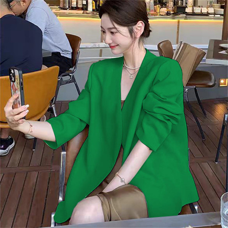 2025 Spring and Autumn New Women's Small Suit Coat, Women's Long Sleeve, Small and Casual, Off white Suit, Korean Version Top 2025 Spring and Autumn New Women's Small Suit Coat, Women's Long Sleeve, Small and Casual, Off white Suit, Korean Version Top
