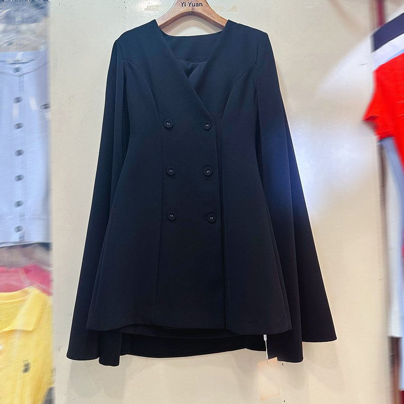 Thirteen line Australian niche double breasted V-neck shawl cape solid color suit dress short skirt A2 # 8562 Thirteen line Australian niche double breasted V-neck shawl cape solid color suit dress short skirt A2 # 8562