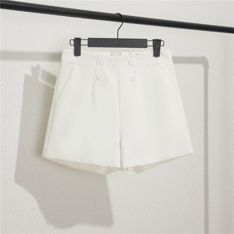 Khaki suit shorts women's black summer thin style 2025 new loose high waisted A-line casual wide leg trousers Khaki suit shorts women's black summer thin style 2025 new loose high waisted A-line casual wide leg trousers