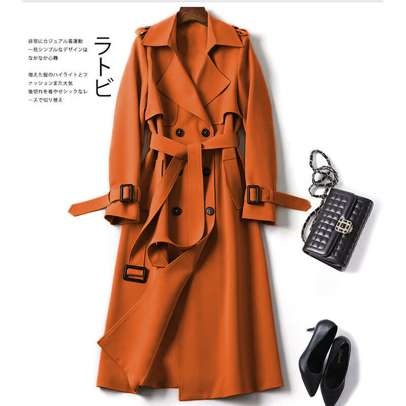 Windbreaker women's long style 2025 Spring and Autumn new Korean version, plus size, small and trendy British style coat, knee length jacket Windbreaker women's long style 2025 Spring and Autumn new Korean version, plus size, small and trendy British style coat, knee length jacket