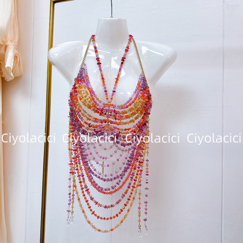 Thirteen Rows Southeast Asia Vietnam Thailand niche handmade chain sling accessories sexy neck hanging nail beads Thirteen Rows Southeast Asia Vietnam Thailand niche handmade chain sling accessories sexy neck hanging nail beads