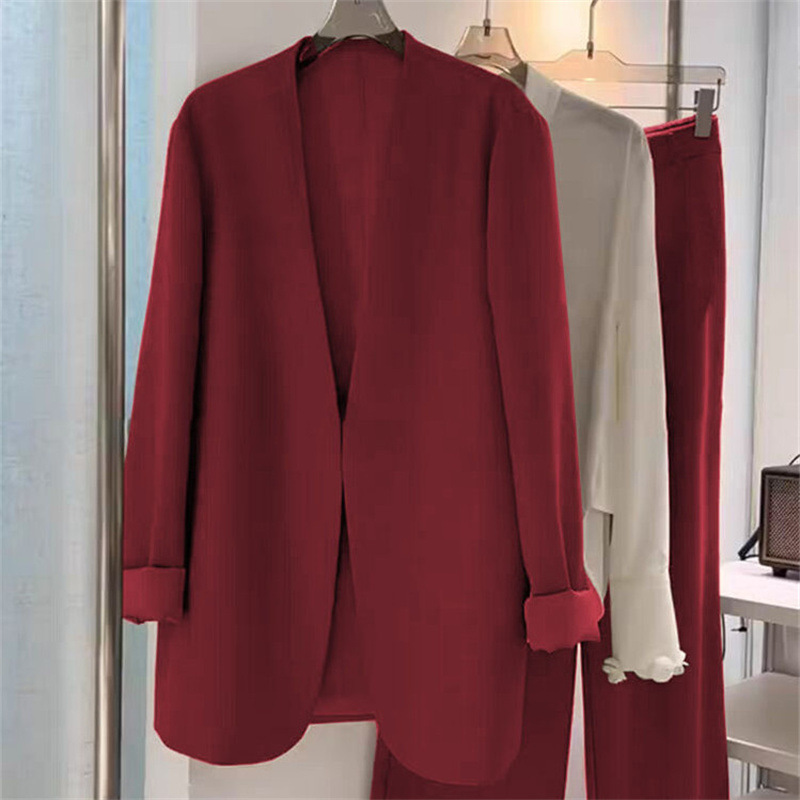 2025 Spring and Autumn plus size suit set, women's fat mm loose casual formal suit, wide leg pants two-piece set, small suit jacket 2025 Spring and Autumn plus size suit set, women's fat mm loose casual formal suit, wide leg pants two-piece set, small suit jacket