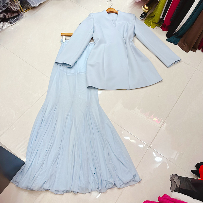 Thirteen line Australian French fashionable mid length suit+mesh skirt set, three piece set A2 # 8519 Thirteen line Australian French fashionable mid length suit+mesh skirt set, three piece set A2 # 8519