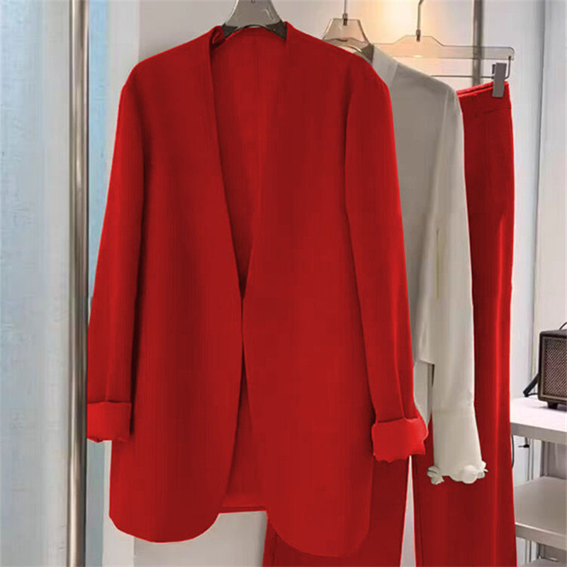 2025 Spring and Autumn plus size suit set, women's fat mm loose casual formal suit, wide leg pants two-piece set, small suit jacket 2025 Spring and Autumn plus size suit set, women's fat mm loose casual formal suit, wide leg pants two-piece set, small suit jacket