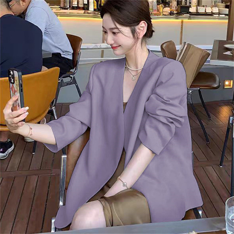 2025 Spring and Autumn New Women's Small Suit Coat, Women's Long Sleeve, Small and Casual, Off white Suit, Korean Version Top 2025 Spring and Autumn New Women's Small Suit Coat, Women's Long Sleeve, Small and Casual, Off white Suit, Korean Version Top
