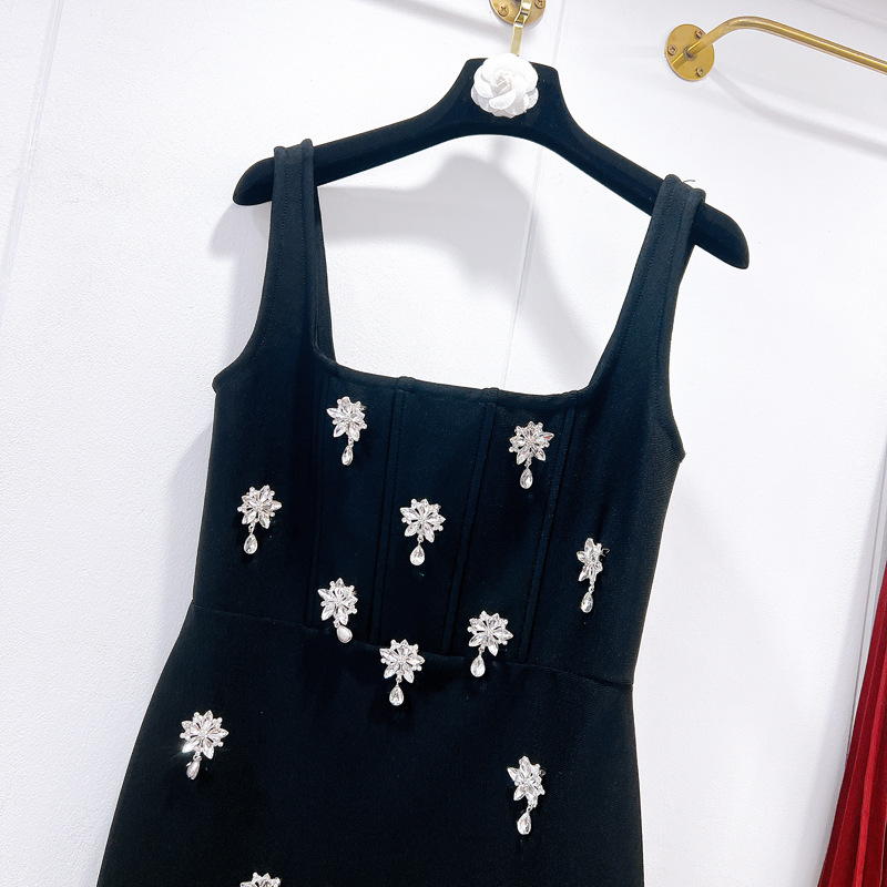 Thirteen Rows European and American Heavy Industries Nail Bead Diamond Elastic Bandage Tank Top Long Dress Long Dress Long Skirt A3 # 5536 Thirteen Rows European and American Heavy Industries Nail Bead Diamond Elastic Bandage Tank Top Long Dress Long Dress Long Skirt A3 # 5536