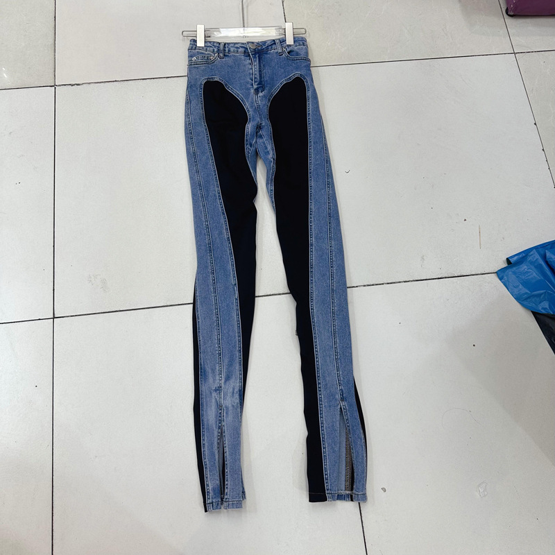 Thirteen line sexy spiral splicing jeans with slender legs and heavy design, split slightly flared pants D1 # 8533 Thirteen line sexy spiral splicing jeans with slender legs and heavy design, split slightly flared pants D1 # 8533