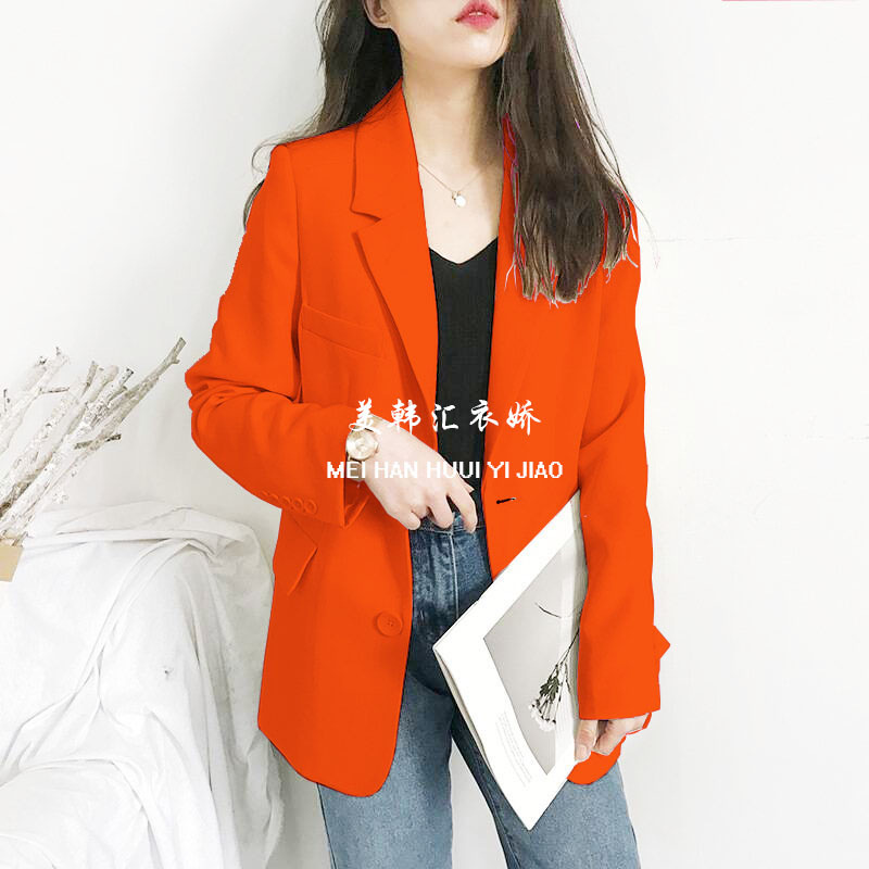 New women's suit jacket 2025 Spring and Autumn new Korean version loose student mid length top casual small suit for women New women's suit jacket 2025 Spring and Autumn new Korean version loose student mid length top casual small suit for women