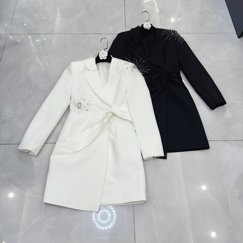 Thirteen Rows Vietnam's niche new white heavy-duty nail bead neat commuting style suit dress A3 # 2011