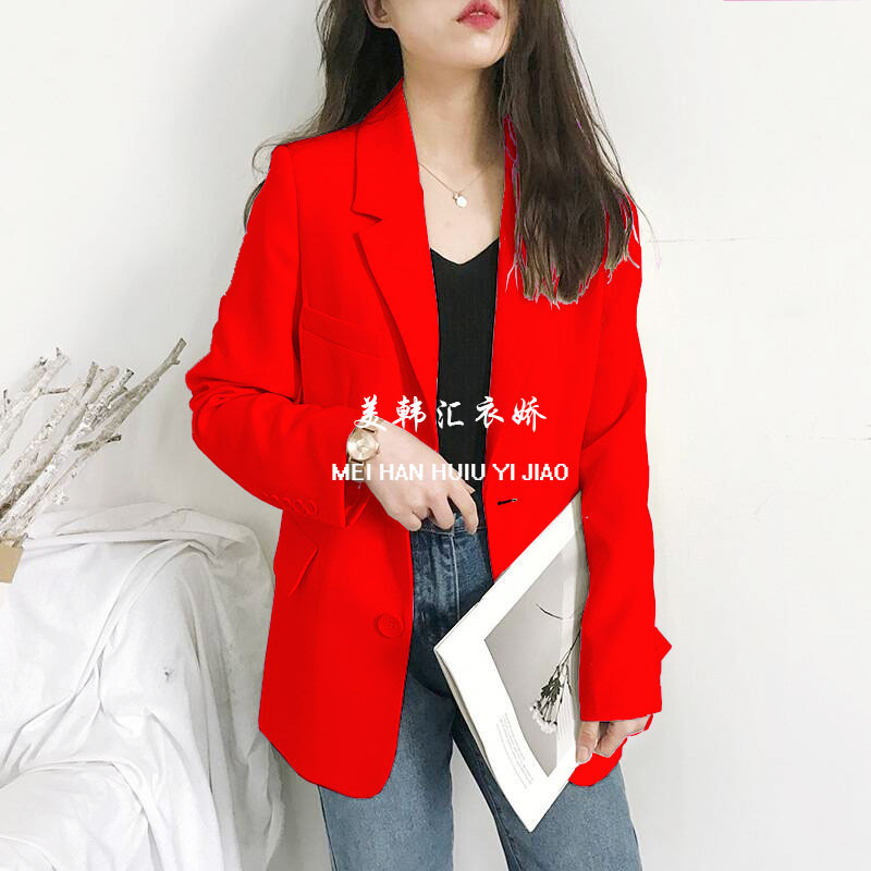 New women's suit jacket 2025 Spring and Autumn new Korean version loose student mid length top casual small suit for women New women's suit jacket 2025 Spring and Autumn new Korean version loose student mid length top casual small suit for women
