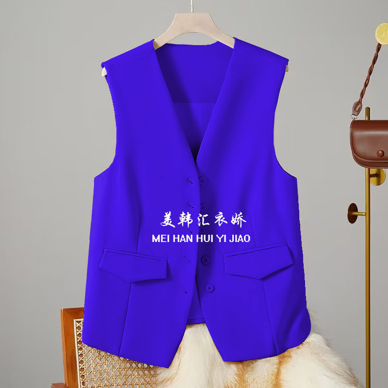 Pink suit vest for women, 2025 Spring and Autumn new Korean style western-style fashion trend, shoulder length short suit vest Pink suit vest for women, 2025 Spring and Autumn new Korean style western-style fashion trend, shoulder length short suit vest