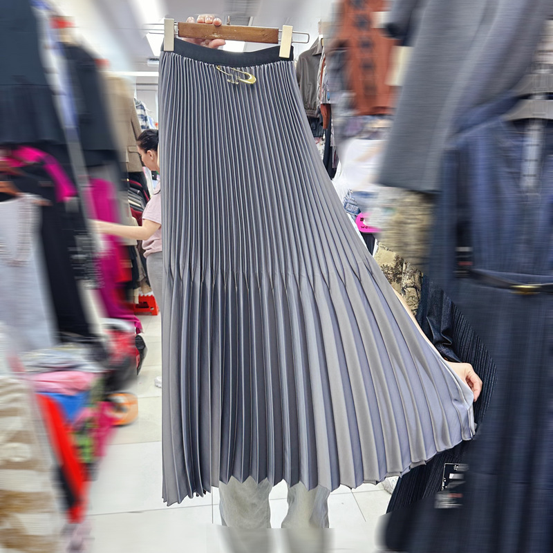 Thirteen line Australian irregular pleated skirt with elastic waistband and drooping feeling, pleated long skirt with large swing, A3 # 9007 Thirteen line Australian irregular pleated skirt with elastic waistband and drooping feeling, pleated long skirt with large swing, A3 # 9007