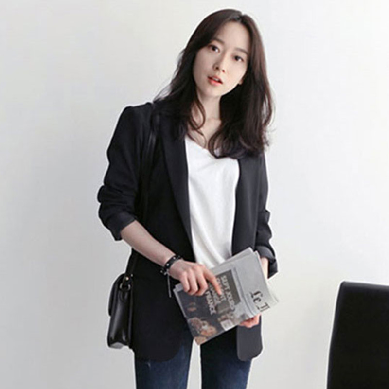 Small suit jacket women's Korean version loose 2025 Spring and Autumn British style black short student suit small top Small suit jacket women's Korean version loose 2025 Spring and Autumn British style black short student suit small top