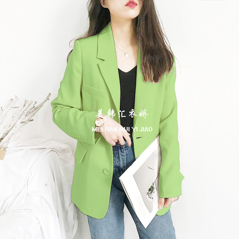 New women's suit jacket 2025 Spring and Autumn new Korean version loose student mid length top casual small suit for women New women's suit jacket 2025 Spring and Autumn new Korean version loose student mid length top casual small suit for women