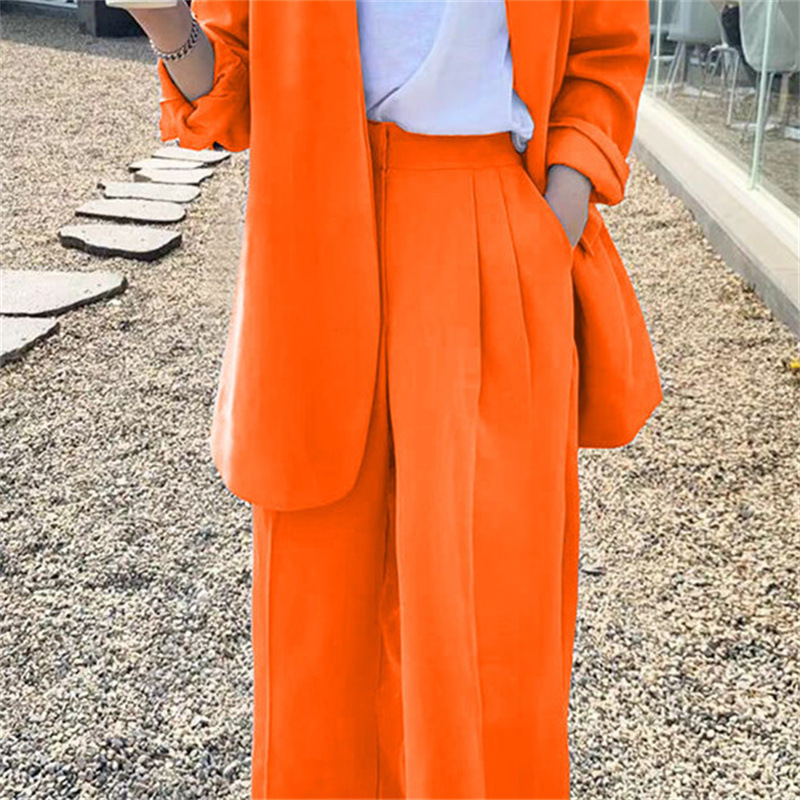 Wide leg pants suit set for women 2025 Spring and Autumn Korean edition fashion temperament British style casual street bombing professional small suit Wide leg pants suit set for women 2025 Spring and Autumn Korean edition fashion temperament British style casual street bombing professional small suit