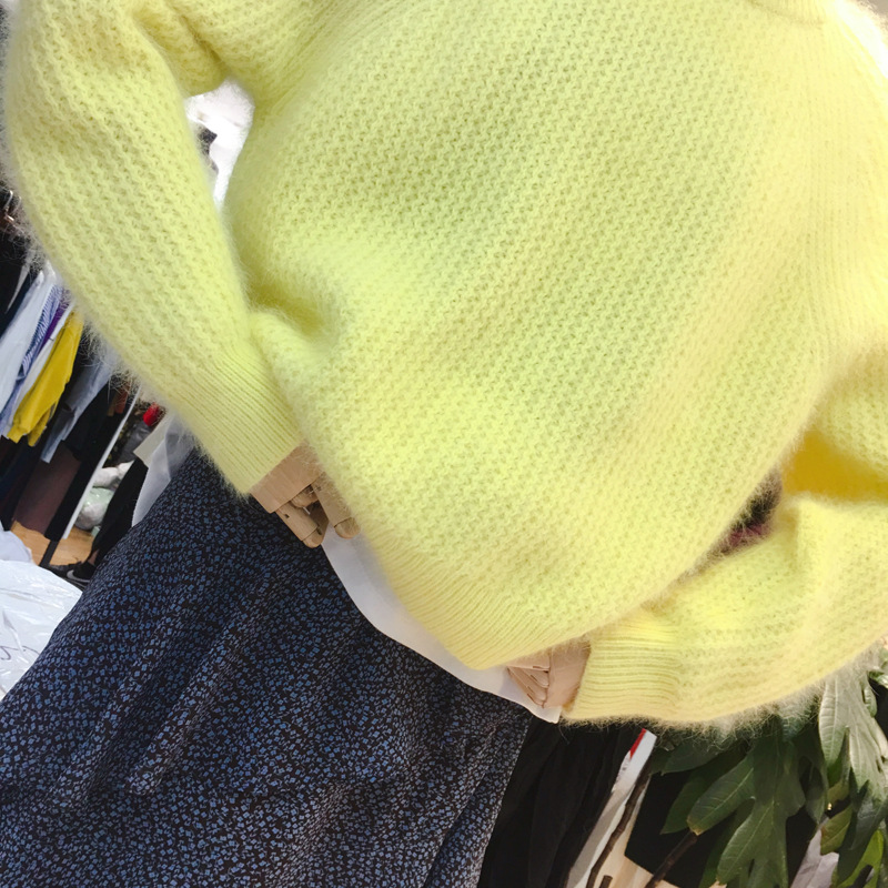 Winter new warm mink fur sweater from Dongdaemun, South Korea, ins round neck long sleeved European comfortable pullover sweater Winter new warm mink fur sweater from Dongdaemun, South Korea, ins round neck long sleeved European comfortable pullover sweater