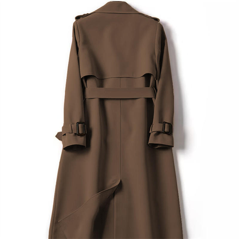 Windbreaker women's mid length 2025 Spring and Autumn new Korean version plus size popular British style coat knee high black coat for women Windbreaker women's mid length 2025 Spring and Autumn new Korean version plus size popular British style coat knee high black coat for women