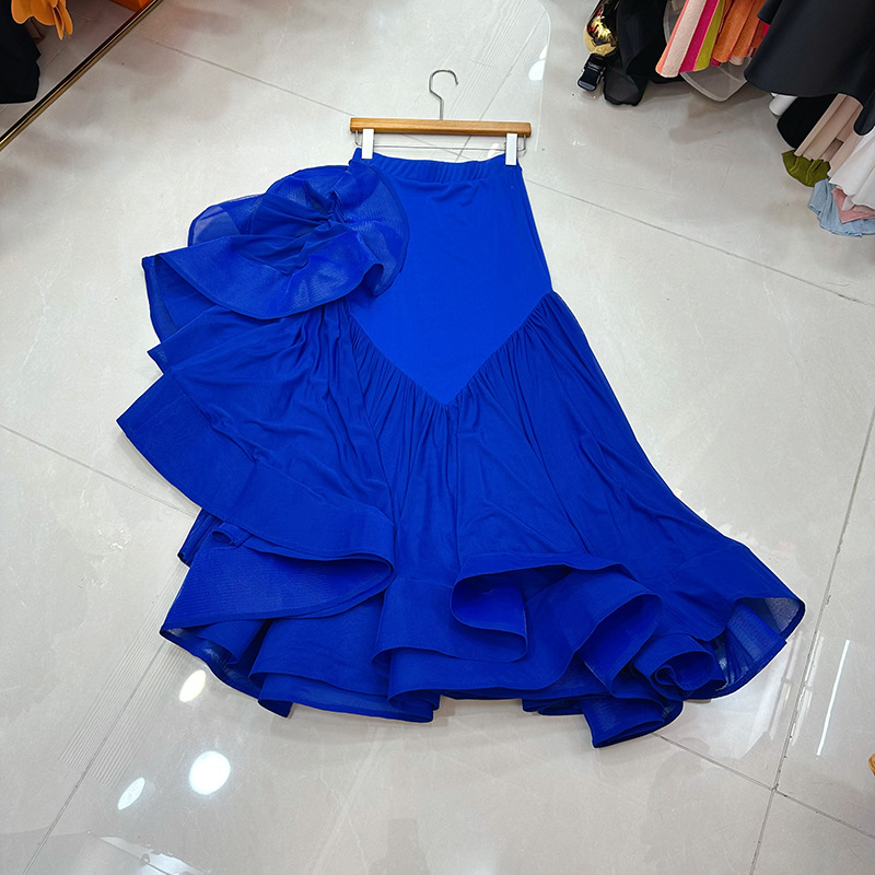 Thirteen line Thai niche irregular wave edge, hip hugging, high waist slimming, big swing skirt, gift skirt A1 # 1053 Thirteen line Thai niche irregular wave edge, hip hugging, high waist slimming, big swing skirt, gift skirt A1 # 1053